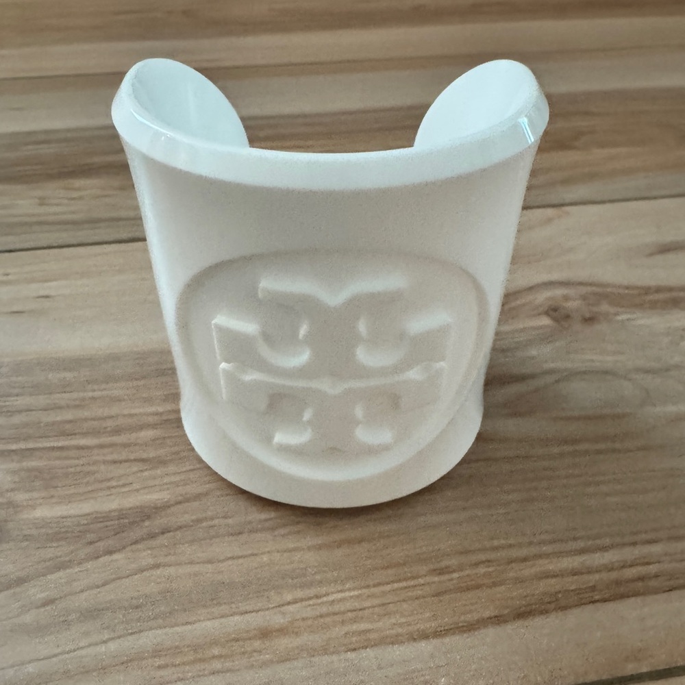 Tory Burch Logo White Lucite/Resin Cuff Bracelet